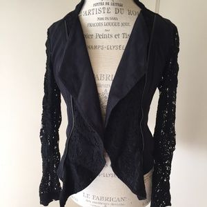 INC Lace Mix media jacket size PM IN Black